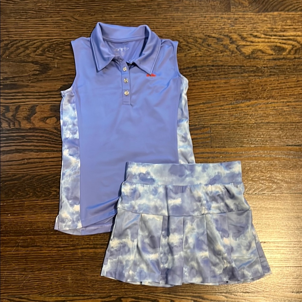 Purple Sleeveless Polo and Skirt Set